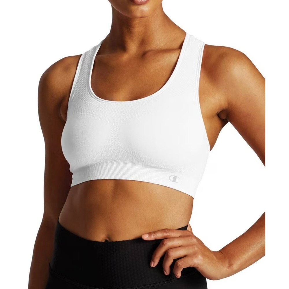 Champion Freedom Seamless Racerback Sports Bra White Large New Without Tags